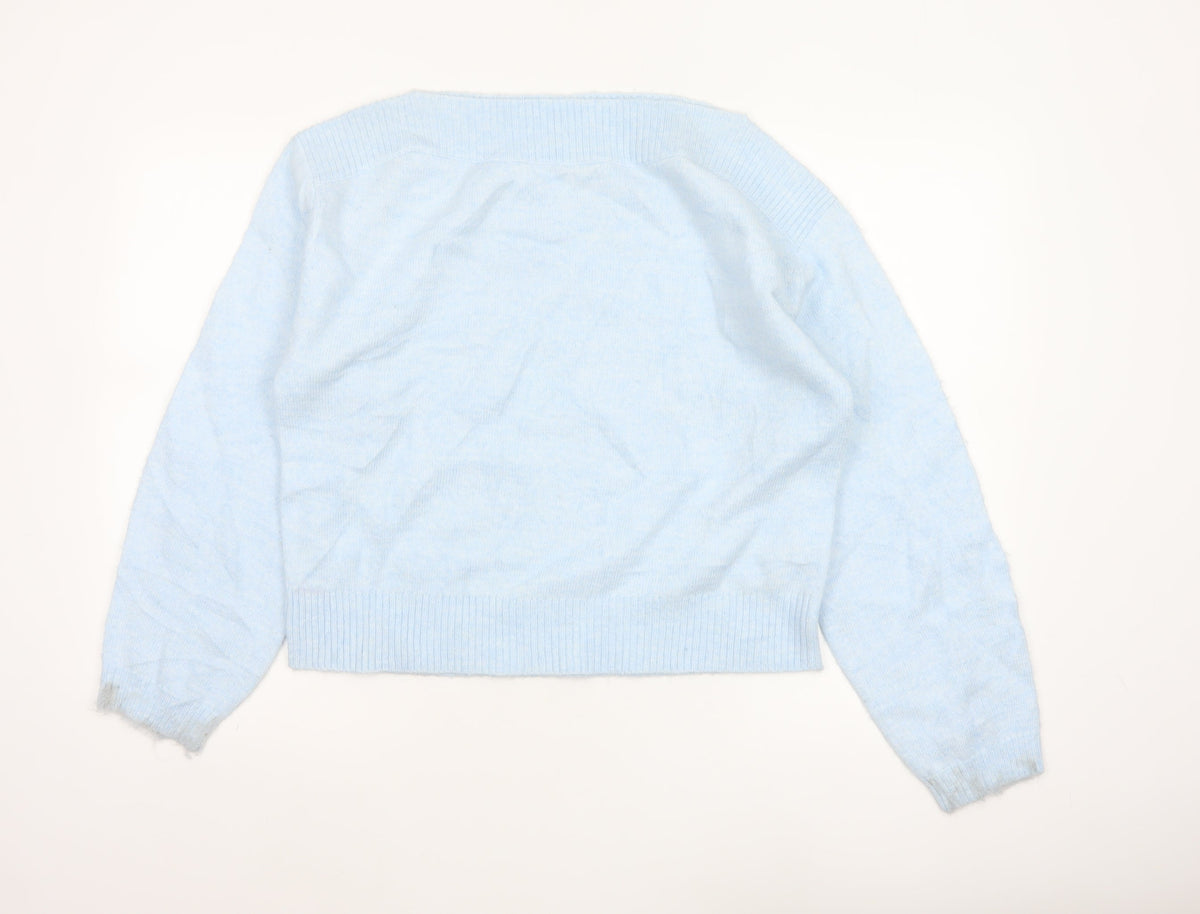 M&S Women Blue Size S Alpaca Blend Crew Neck Raglan Knit Jumper