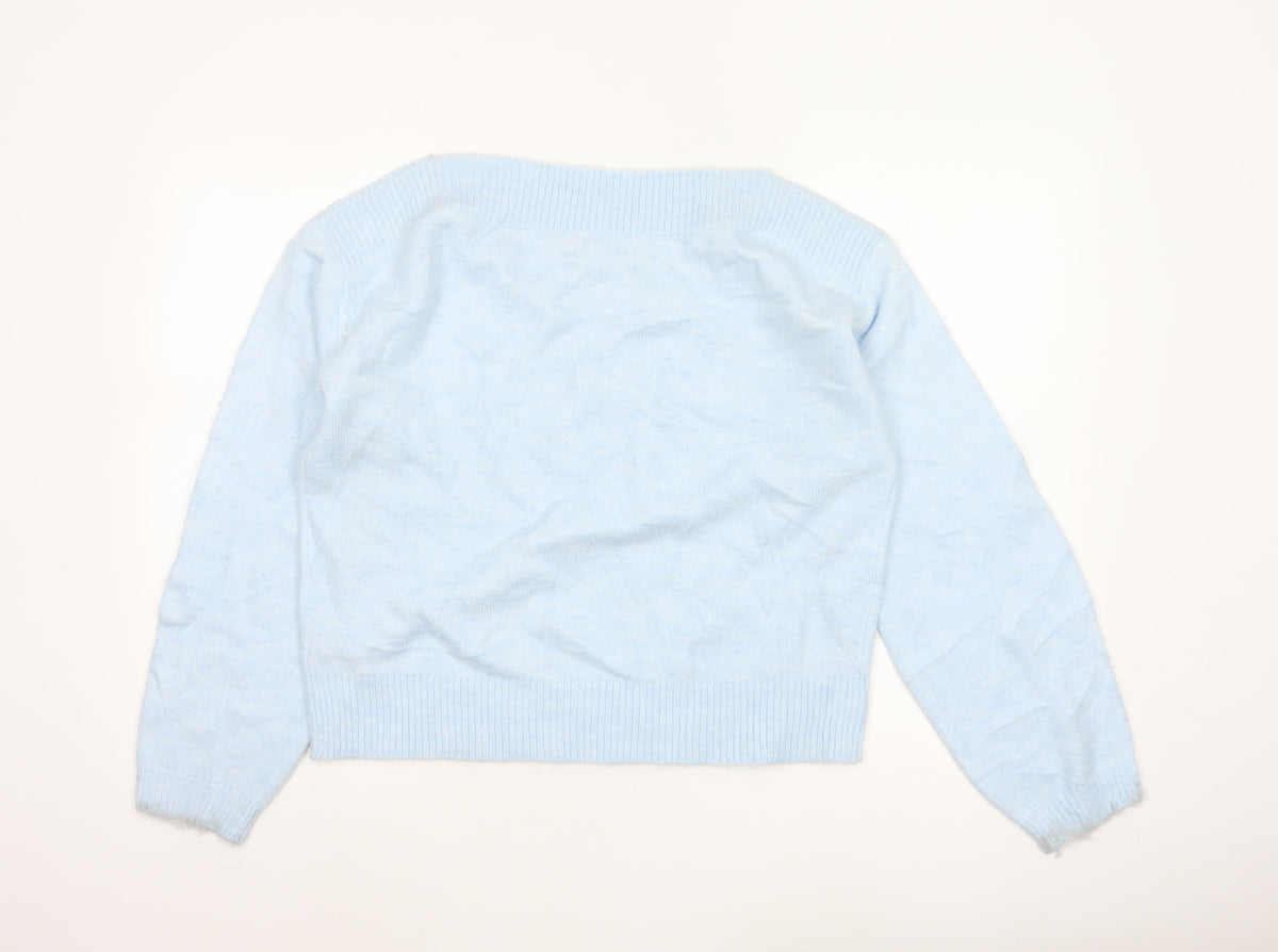 M&S Women Blue Size S Alpaca Blend Crew Neck Raglan Knit Jumper