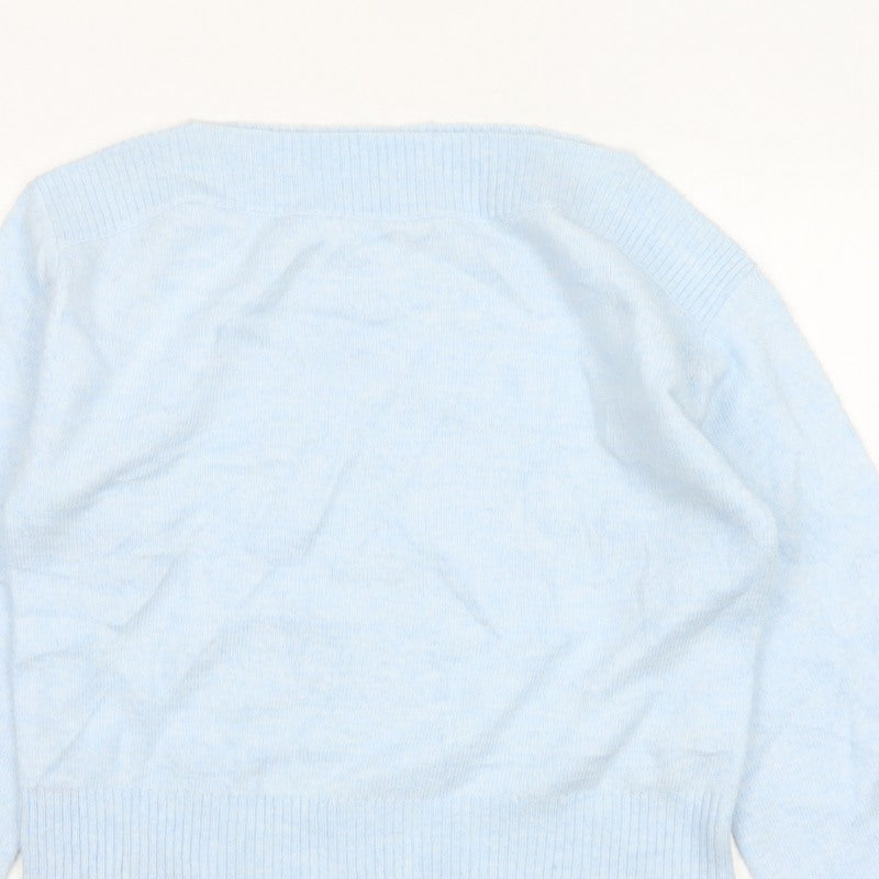 M&S Women Blue Size S Alpaca Blend Crew Neck Raglan Knit Jumper