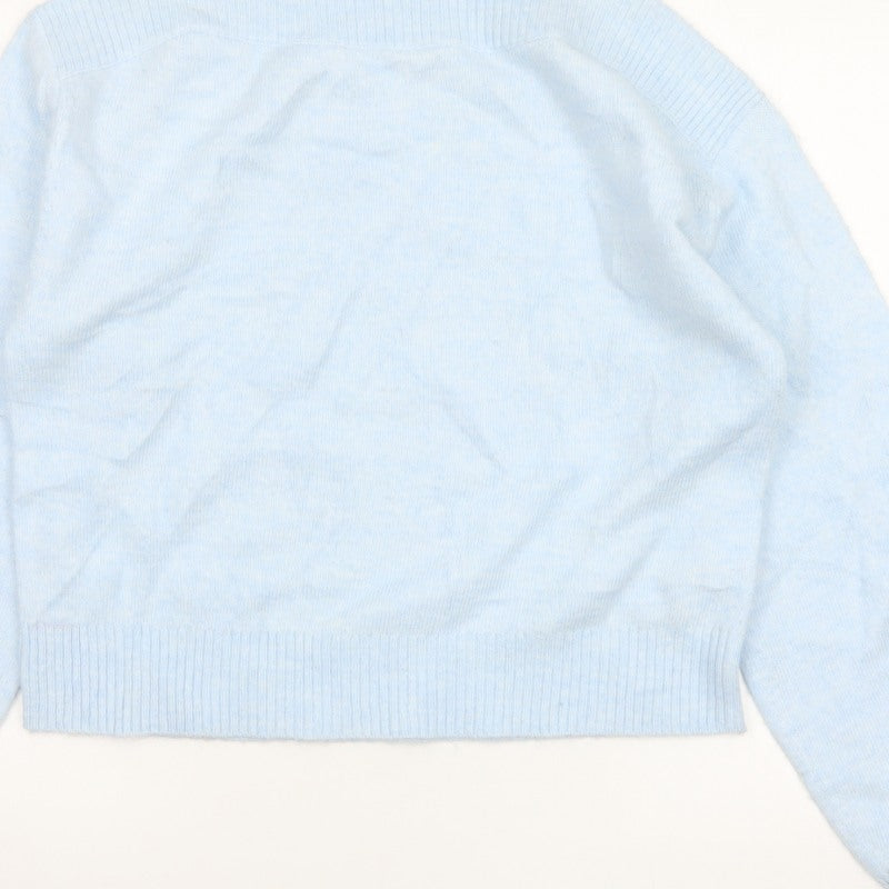 M&S Women Blue Size S Alpaca Blend Crew Neck Raglan Knit Jumper