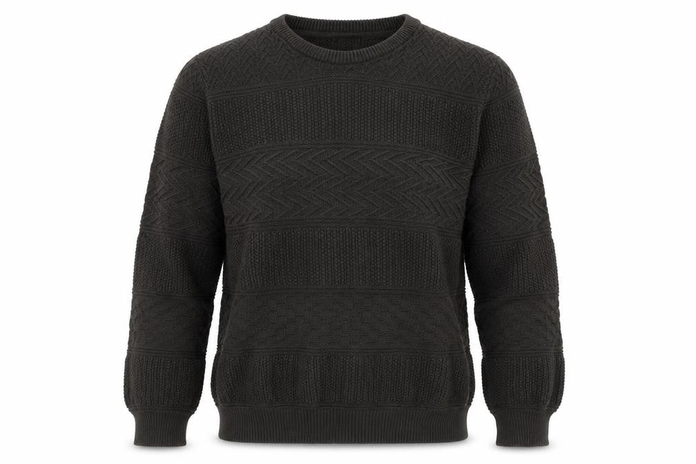 Marks and Spencer Men Brown L Cable Knit Cotton Crew Neck Jumper
