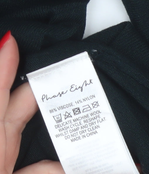 Phase Eight Women Black UK 16 Tunic Button-Up Collared Knit Shirt