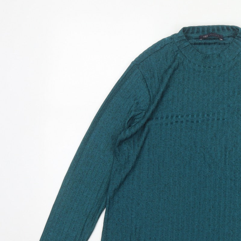 Marks and Spencer Women Green UK 14 Basic Knit Long Sleeve T-Shirt