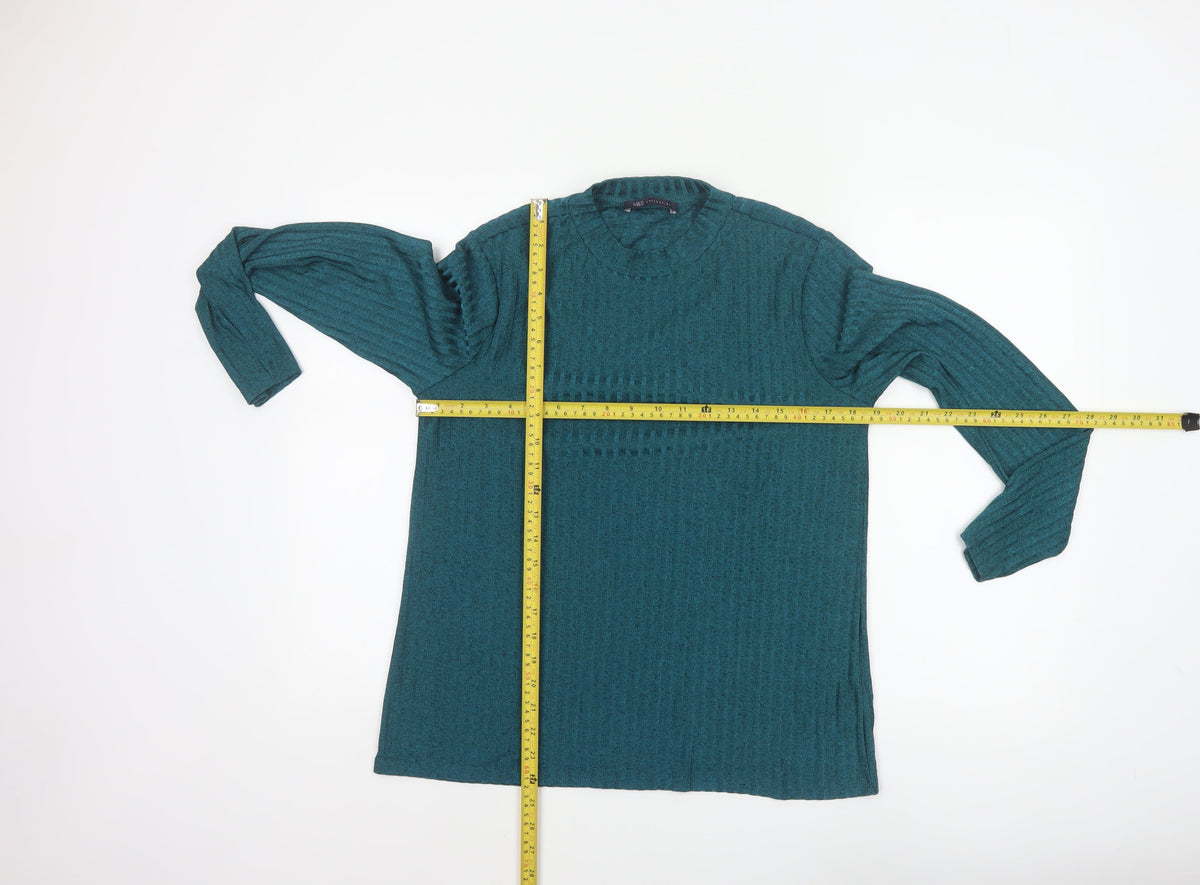 Marks and Spencer Women Green UK 14 Basic Knit Long Sleeve T-Shirt