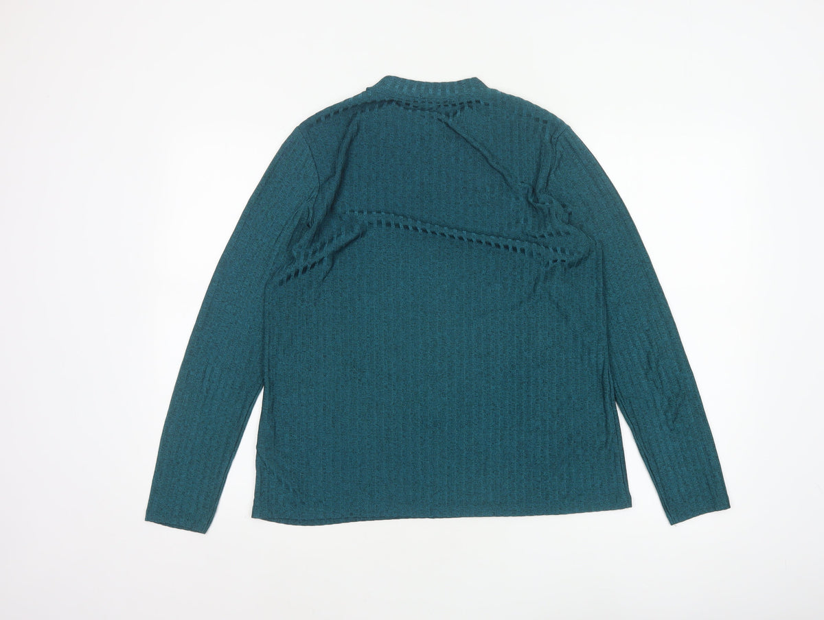 Marks and Spencer Women Green UK 14 Basic Knit Long Sleeve T-Shirt