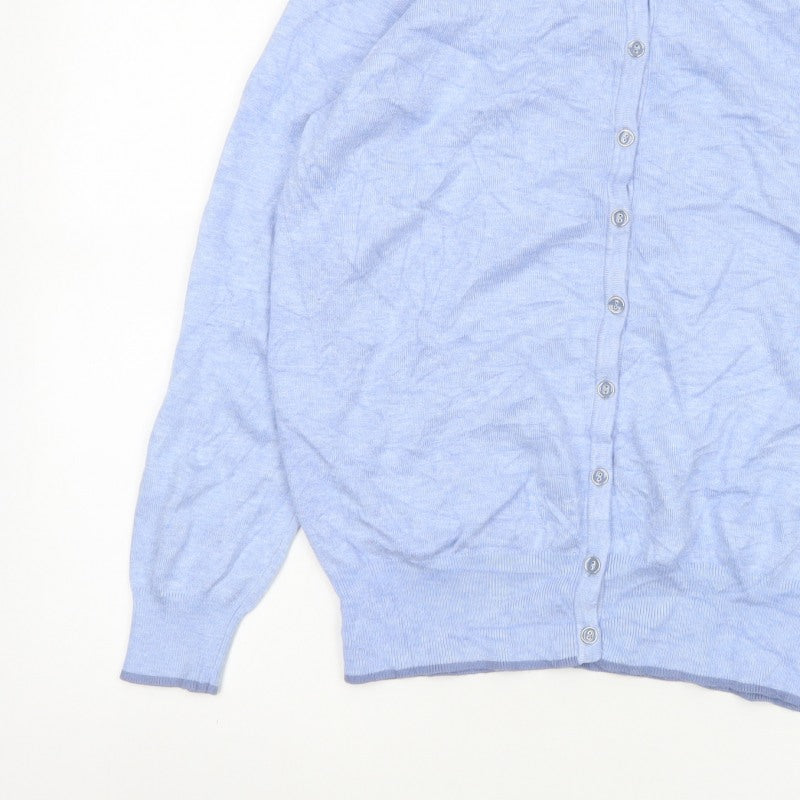 Nutmeg Women Blue Size 14 Viscose Knit Button Front Cardigan