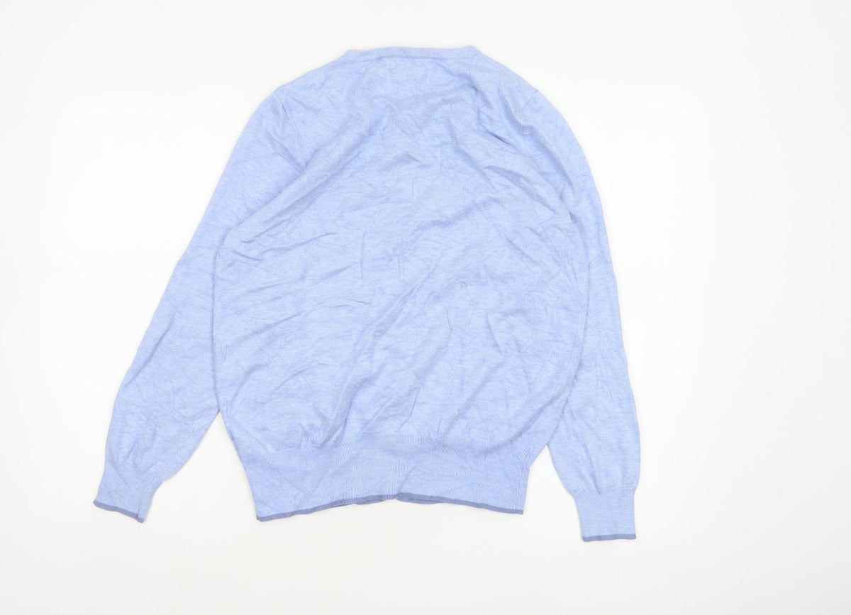 Nutmeg Women Blue Size 14 Viscose Knit Button Front Cardigan