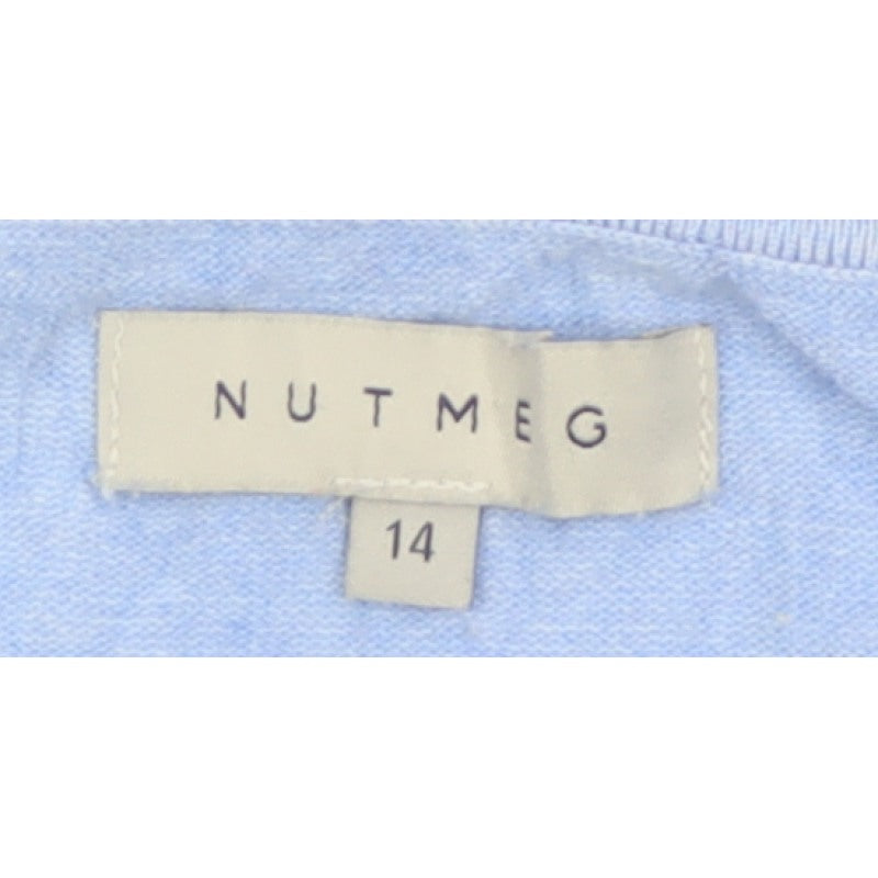Nutmeg Women Blue Size 14 Viscose Knit Button Front Cardigan