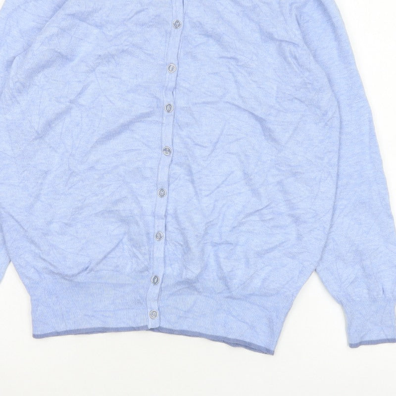 Nutmeg Women Blue Size 14 Viscose Knit Button Front Cardigan