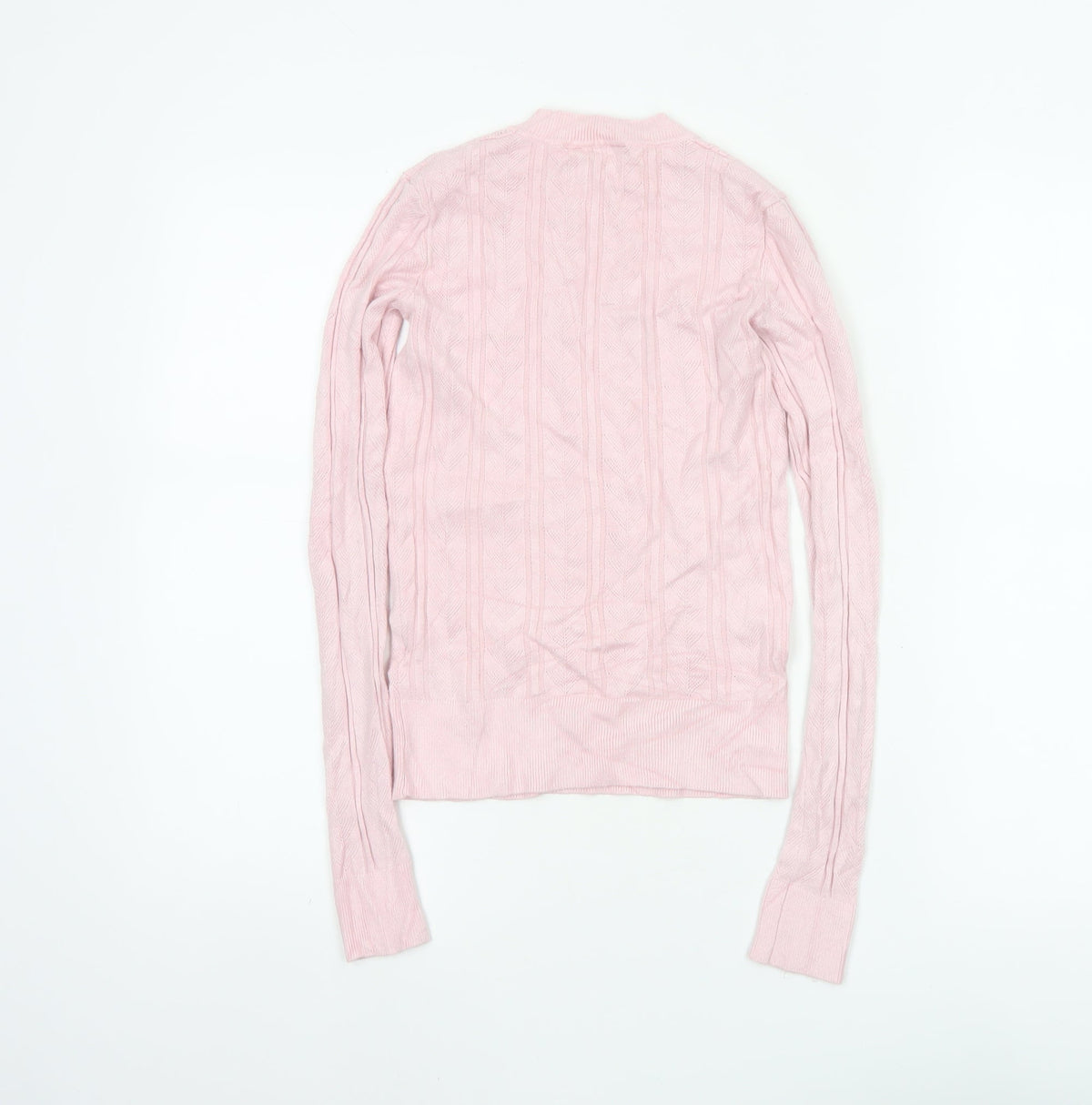 Miss Selfridge Women Pink UK 8 Cable Knit Round Neck Pullover Jumper