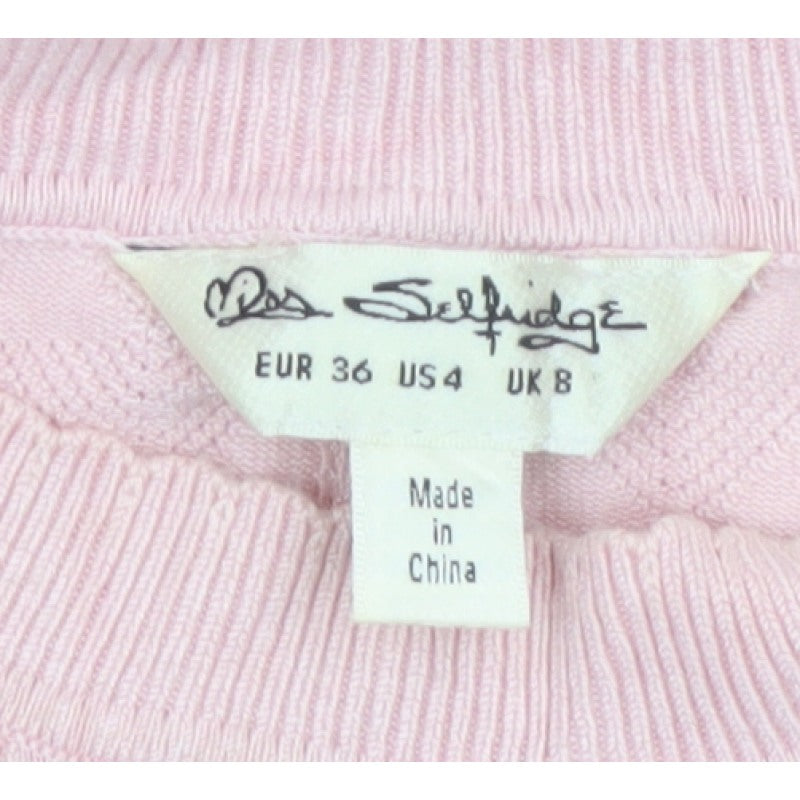 Miss Selfridge Women Pink UK 8 Cable Knit Round Neck Pullover Jumper