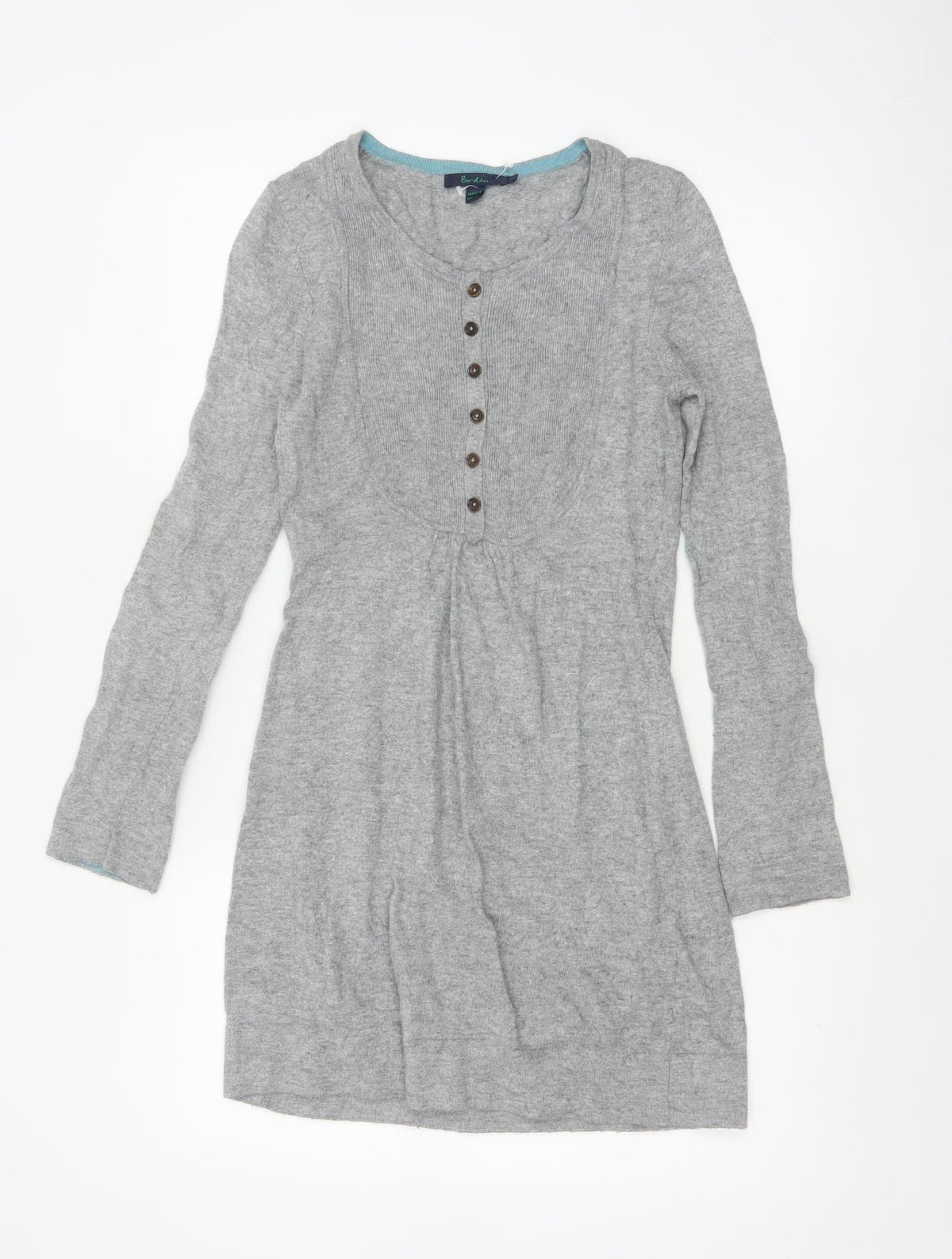 Boden Women Grey Knit Henley Button Jumper Dress Size 8