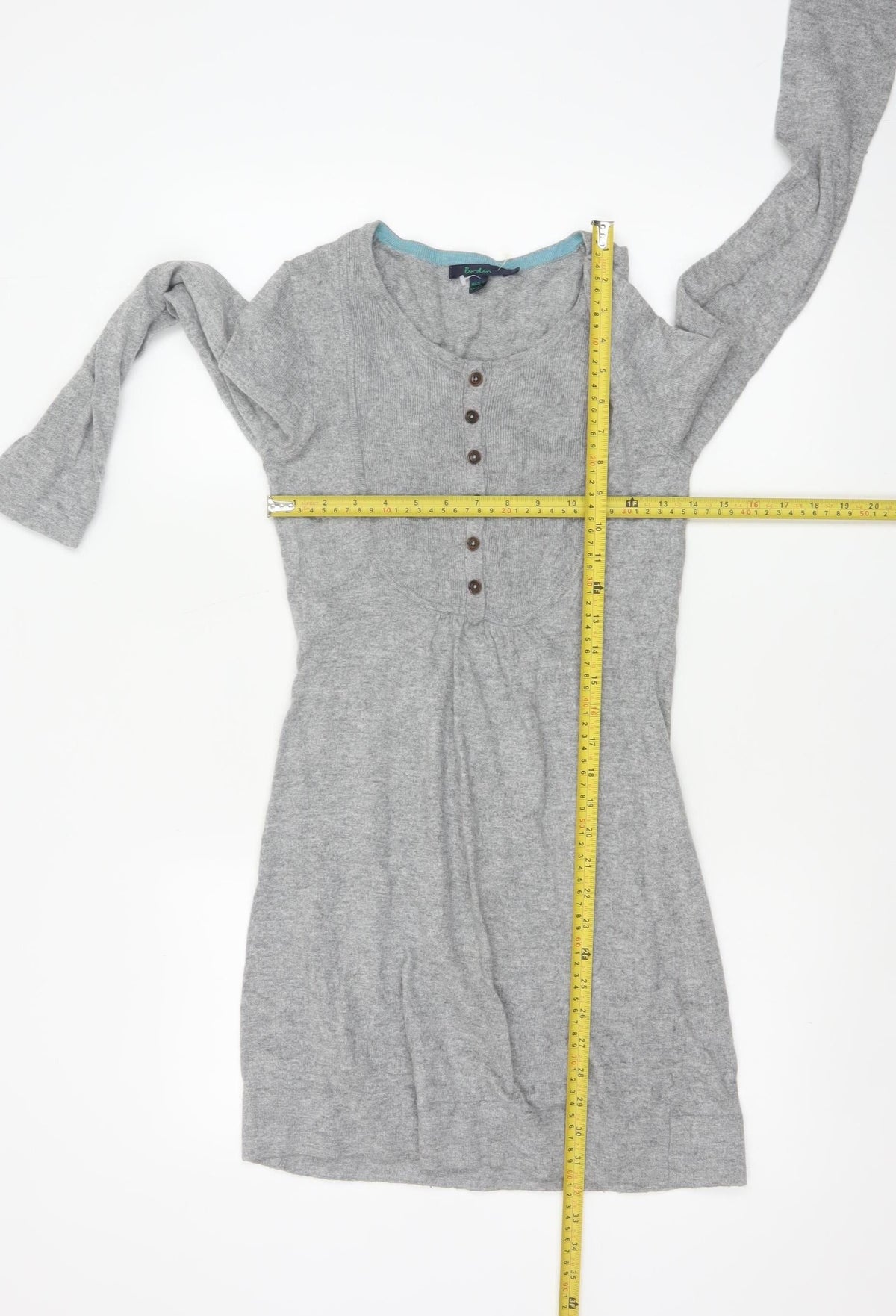 Boden Women Grey Knit Henley Button Jumper Dress Size 8