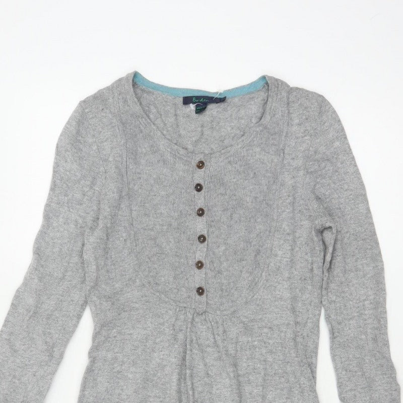 Boden Women Grey Knit Henley Button Jumper Dress Size 8