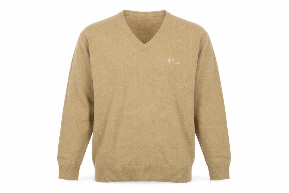 Pringle of Scotland Men’s Beige M Lambswool V-Neck Logo Pullover Jumper