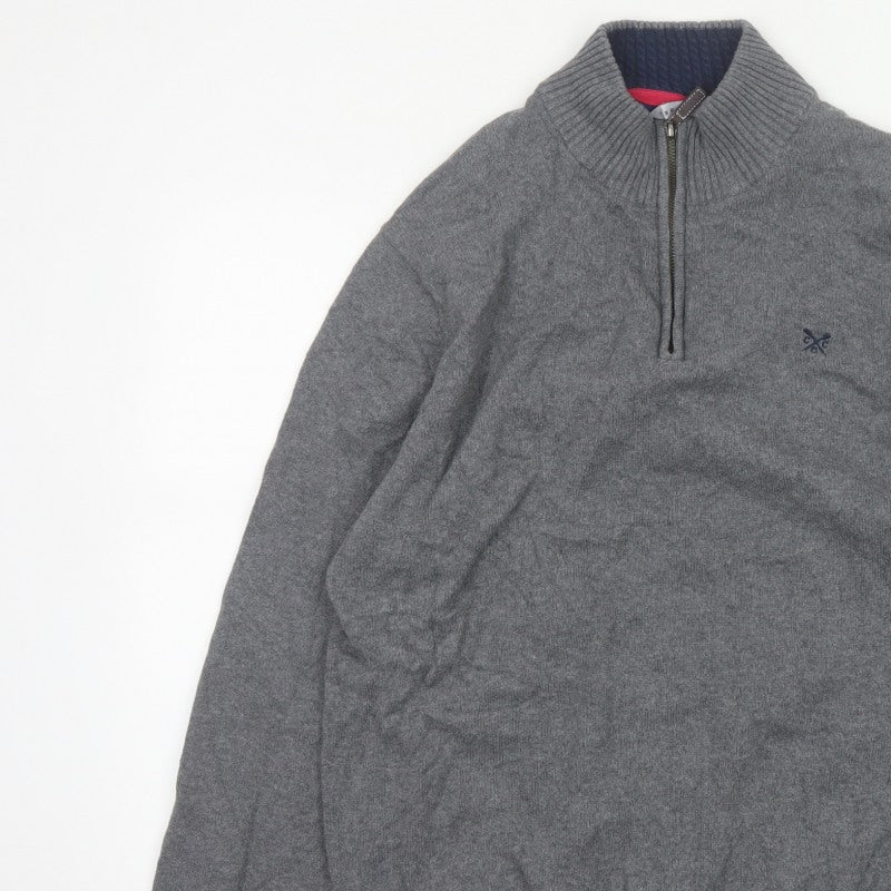 Crew Clothing Co. Men’s Grey XXL 1/4 Zip Cotton Cashmere Jumper