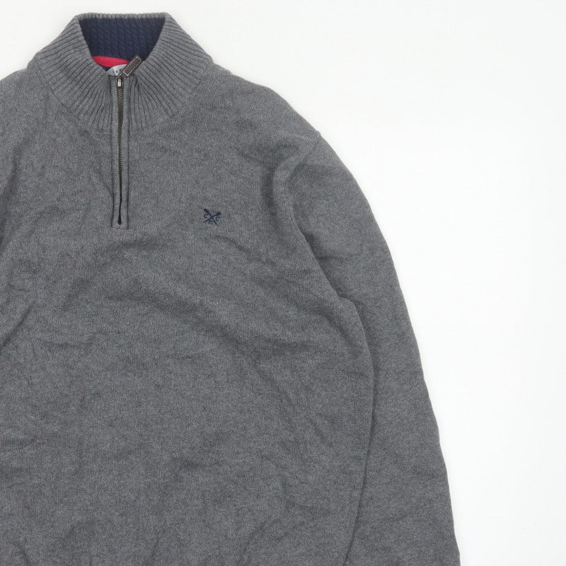 Crew Clothing Co. Men’s Grey XXL 1/4 Zip Cotton Cashmere Jumper