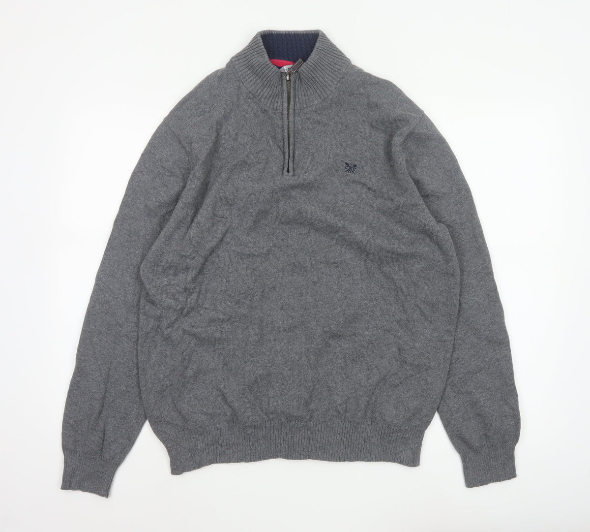 Crew Clothing Co. Men’s Grey XXL 1/4 Zip Cotton Cashmere Jumper