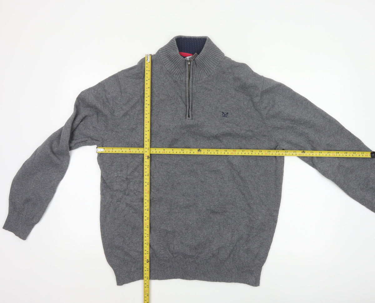 Crew Clothing Co. Men’s Grey XXL 1/4 Zip Cotton Cashmere Jumper