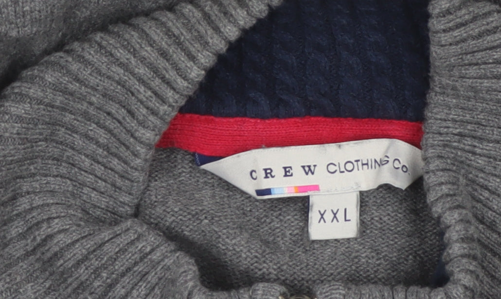 Crew Clothing Co. Men’s Grey XXL 1/4 Zip Cotton Cashmere Jumper