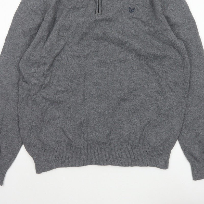 Crew Clothing Co. Men’s Grey XXL 1/4 Zip Cotton Cashmere Jumper
