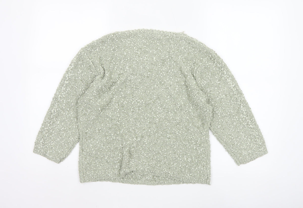 Elizabeth Scott Women Green S/M Open Knit V-Neck Pullover Jumper