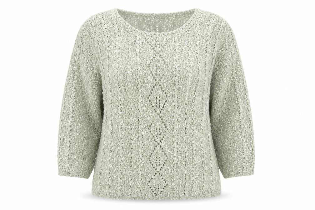 Elizabeth Scott Women Green S/M Open Knit V-Neck Pullover Jumper