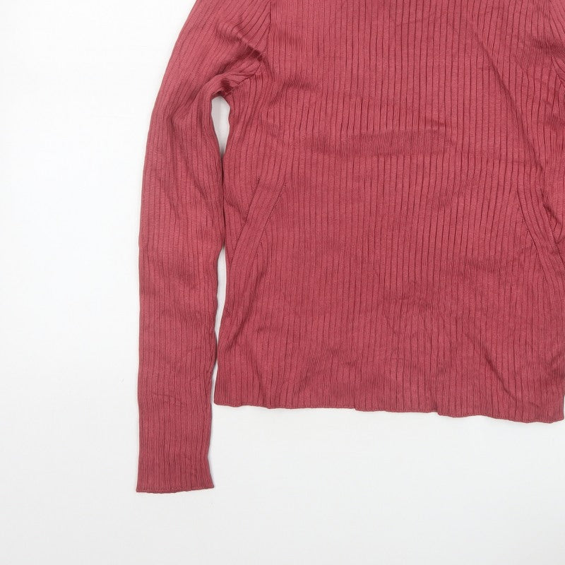 Abercrombie & Fitch Women’s Pink XL Ribbed Square Neck Jumper