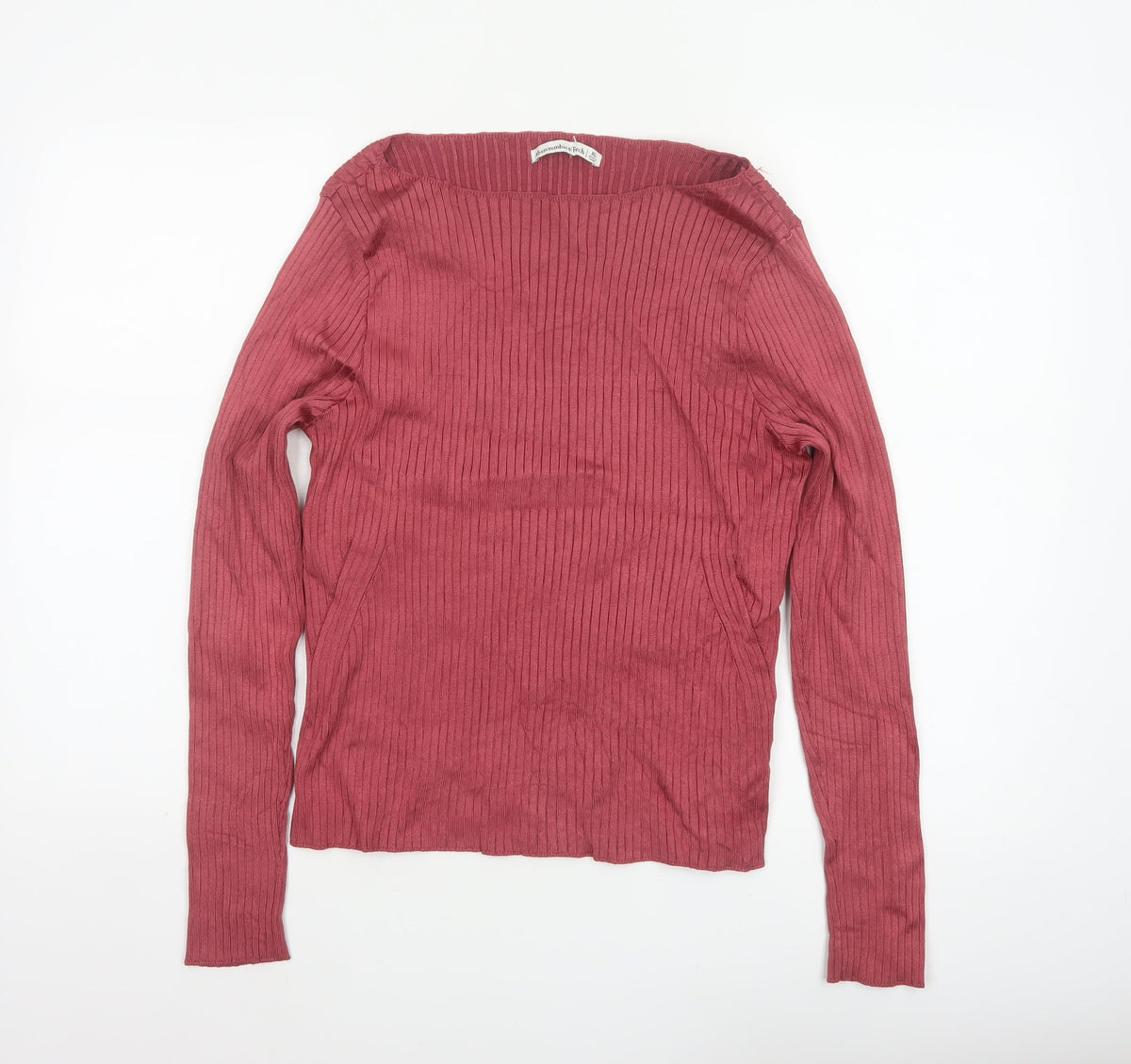 Abercrombie & Fitch Women’s Pink XL Ribbed Square Neck Jumper