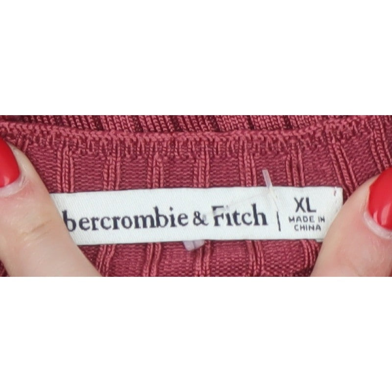 Abercrombie & Fitch Women’s Pink XL Ribbed Square Neck Jumper