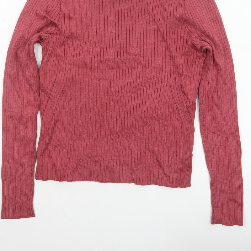 Abercrombie & Fitch Women’s Pink XL Ribbed Square Neck Jumper