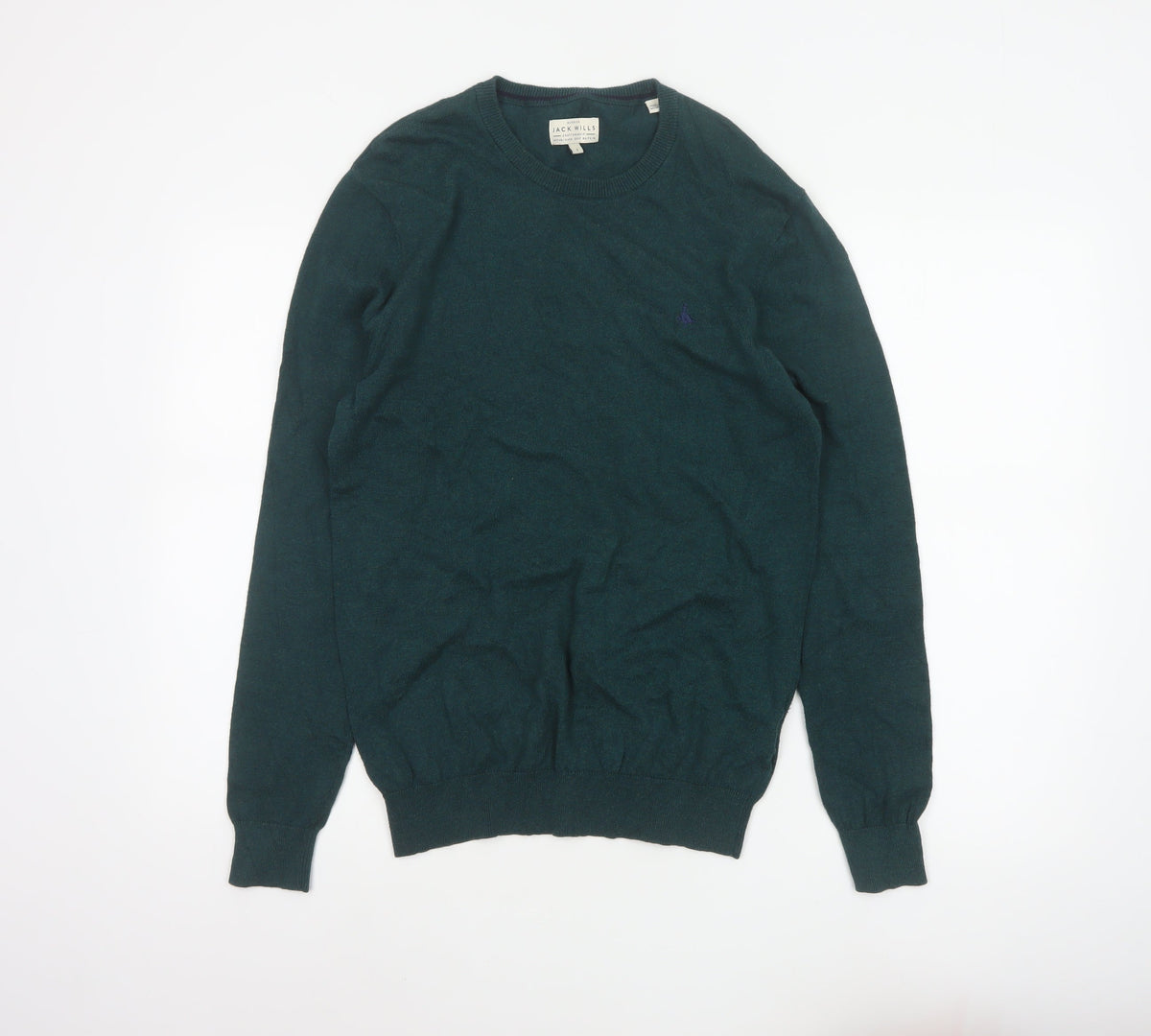 Jack Wills Men’s Green S Cotton Cashmere Logo Crew Neck Pullover Jumper
