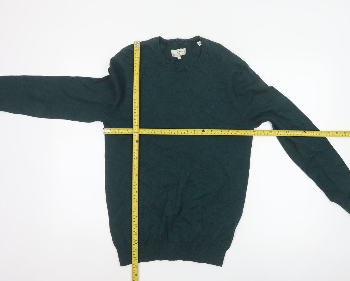 Jack Wills Men’s Green S Cotton Cashmere Logo Crew Neck Pullover Jumper