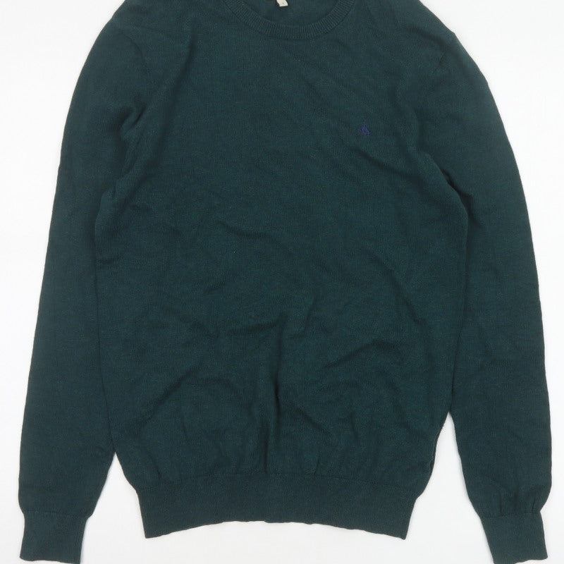 Jack Wills Men’s Green S Cotton Cashmere Logo Crew Neck Pullover Jumper