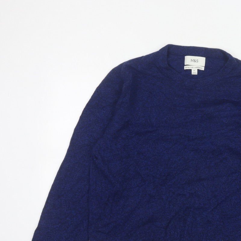 Marks and Spencer Men Blue XL Lambswool Crew Neck Pullover Jumper