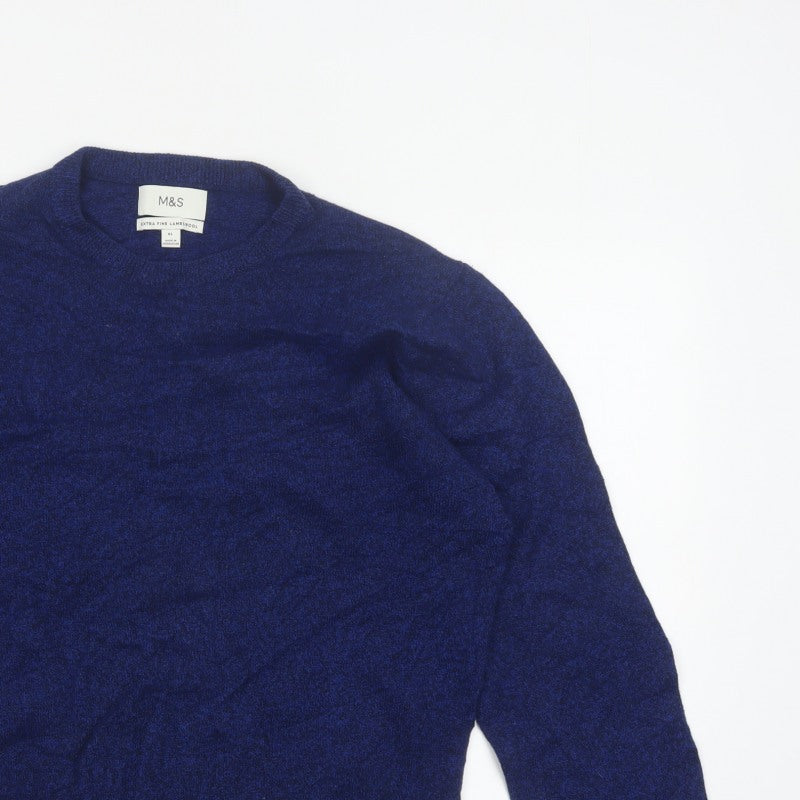 Marks and Spencer Men Blue XL Lambswool Crew Neck Pullover Jumper