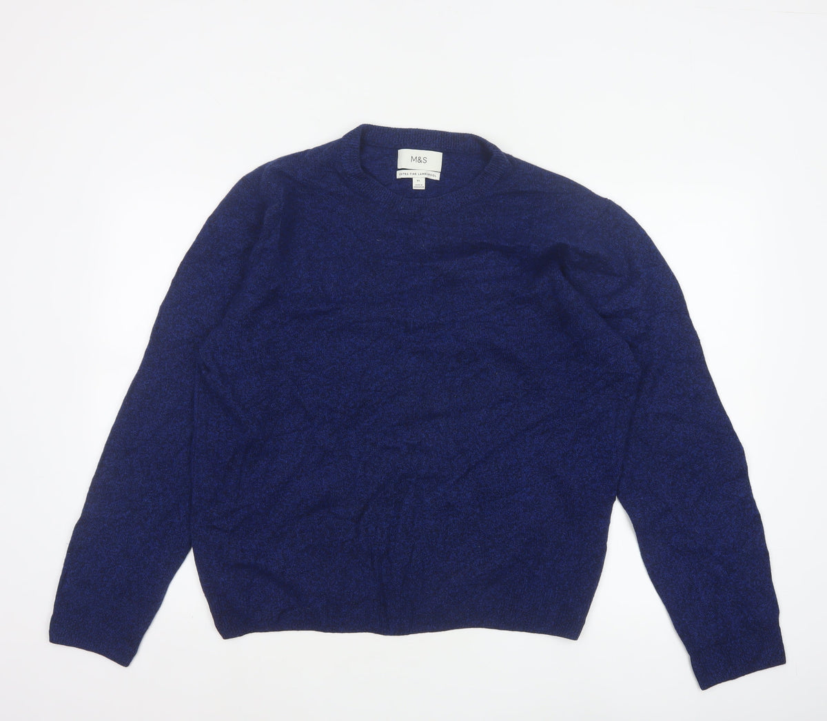 Marks and Spencer Men Blue XL Lambswool Crew Neck Pullover Jumper