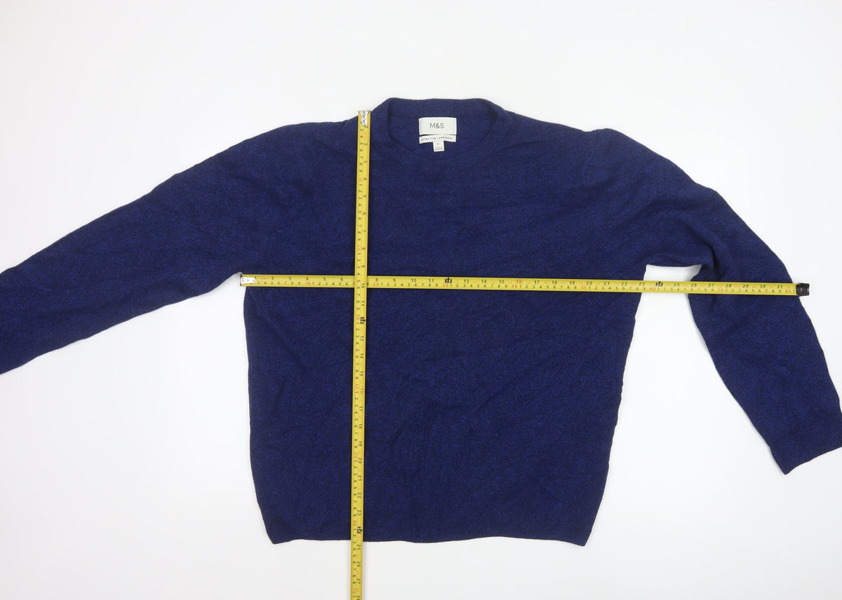 Marks and Spencer Men Blue XL Lambswool Crew Neck Pullover Jumper