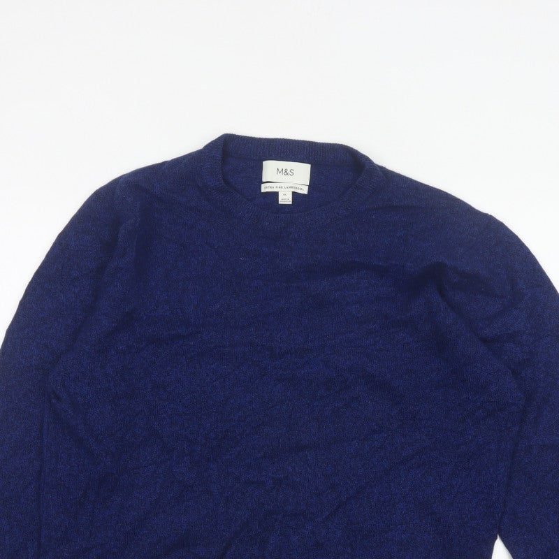 Marks and Spencer Men Blue XL Lambswool Crew Neck Pullover Jumper
