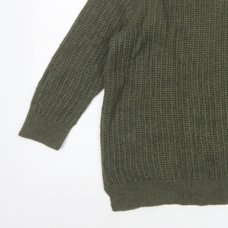 Jaeger Women Green Size 14 Chunky Cable Knit Crew Neck Jumper
