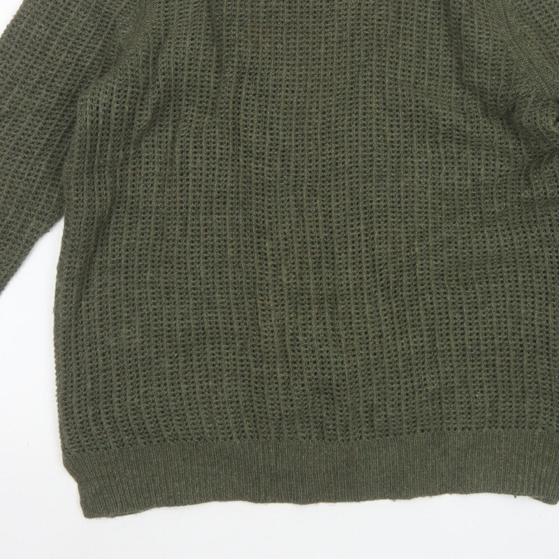 Jaeger Women Green Size 14 Chunky Cable Knit Crew Neck Jumper