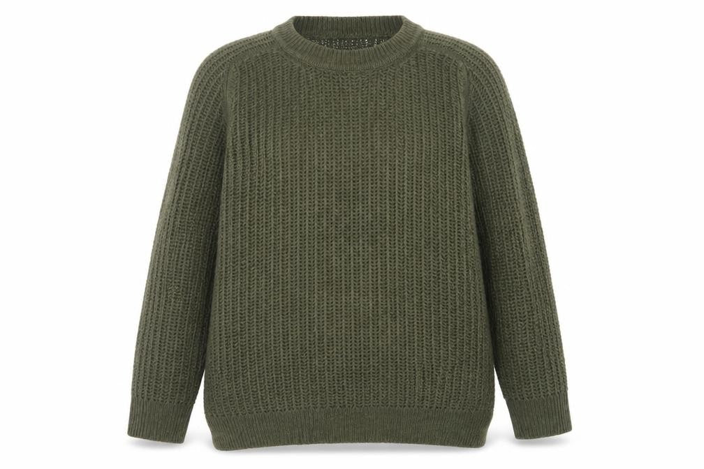 Jaeger Women Green Size 14 Chunky Cable Knit Crew Neck Jumper