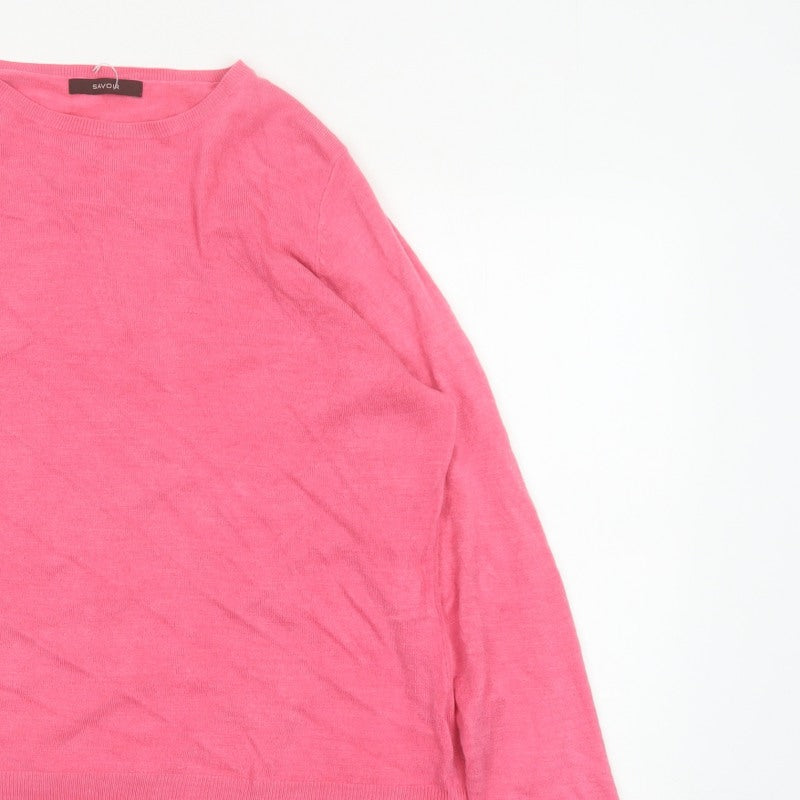 Savoir Women Pink Size 20 Fine Knit Round Neck Pullover Jumper
