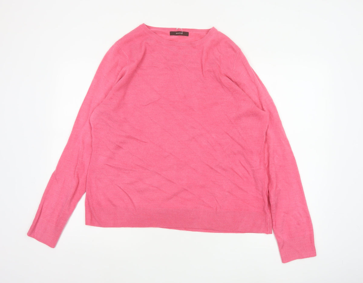 Savoir Women Pink Size 20 Fine Knit Round Neck Pullover Jumper