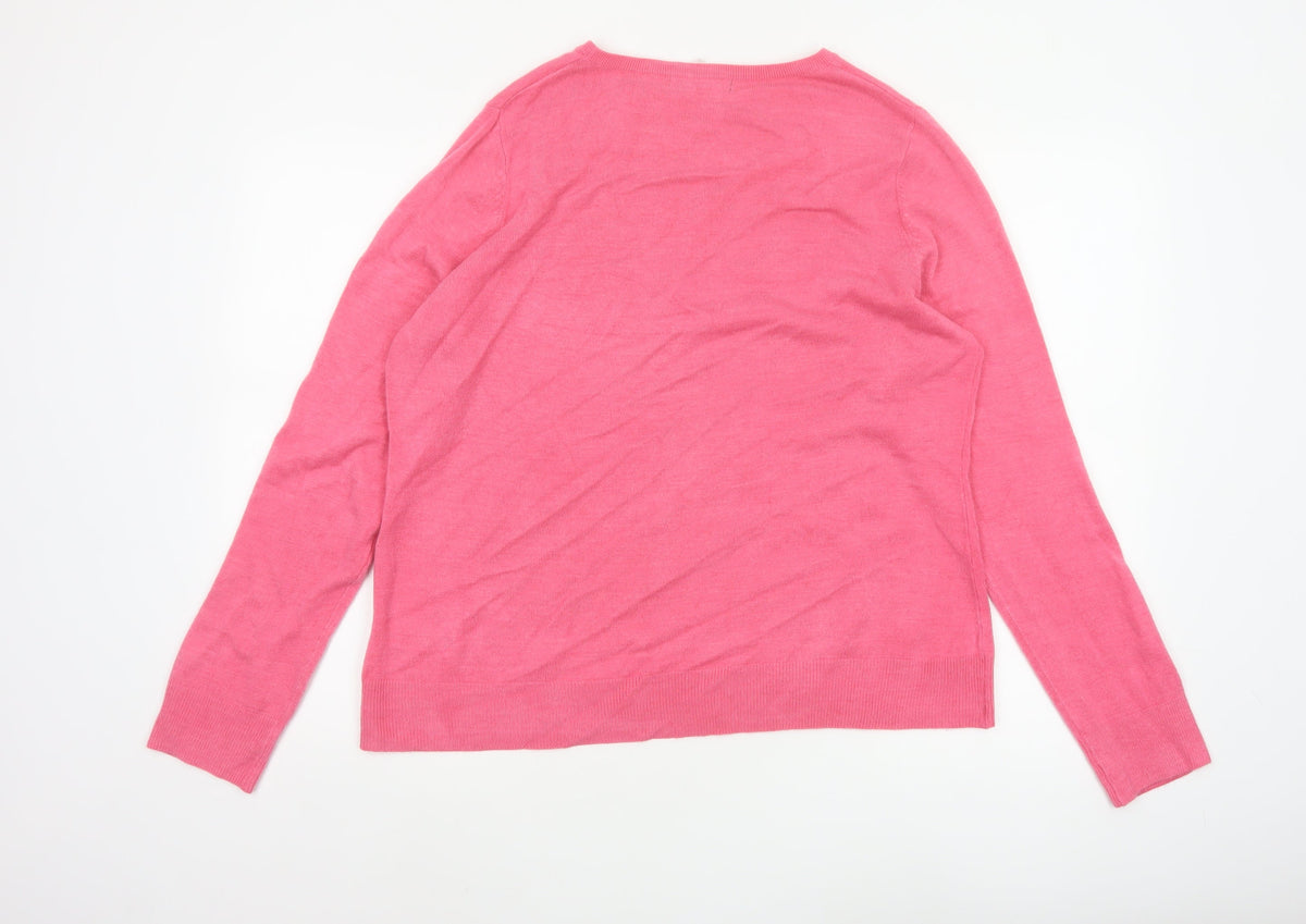 Savoir Women Pink Size 20 Fine Knit Round Neck Pullover Jumper