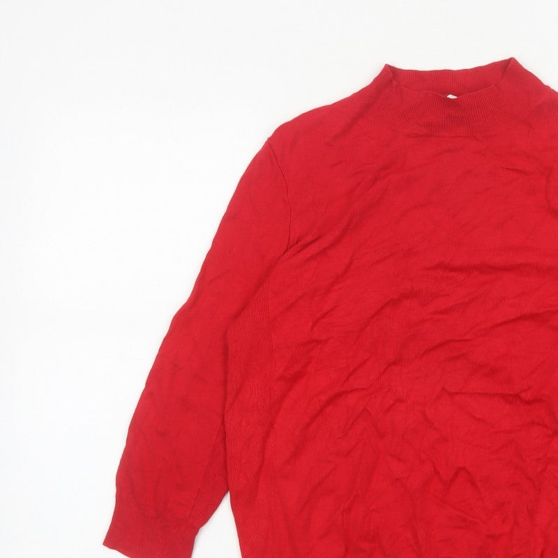 Warehouse Women’s Red Mock Neck Fine Knit Jumper Size 14