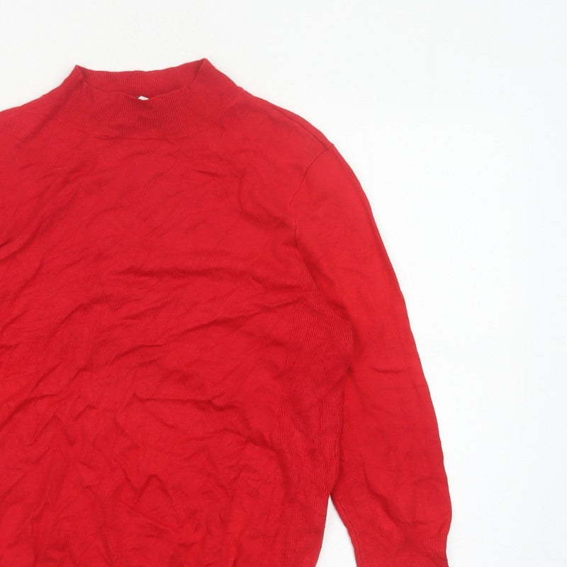 Warehouse Women’s Red Mock Neck Fine Knit Jumper Size 14
