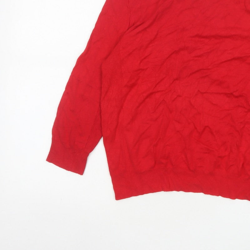 Warehouse Women’s Red Mock Neck Fine Knit Jumper Size 14