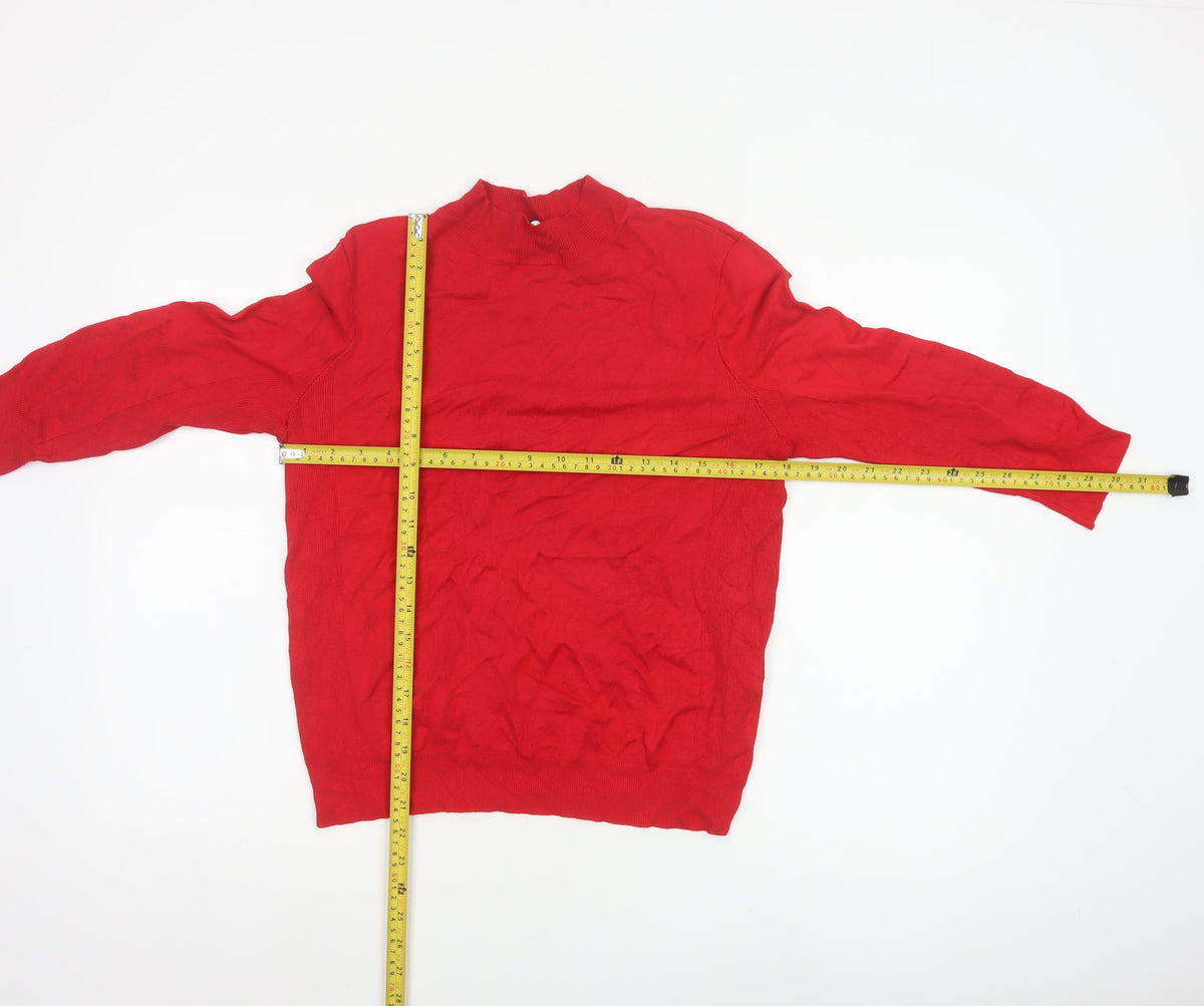 Warehouse Women’s Red Mock Neck Fine Knit Jumper Size 14