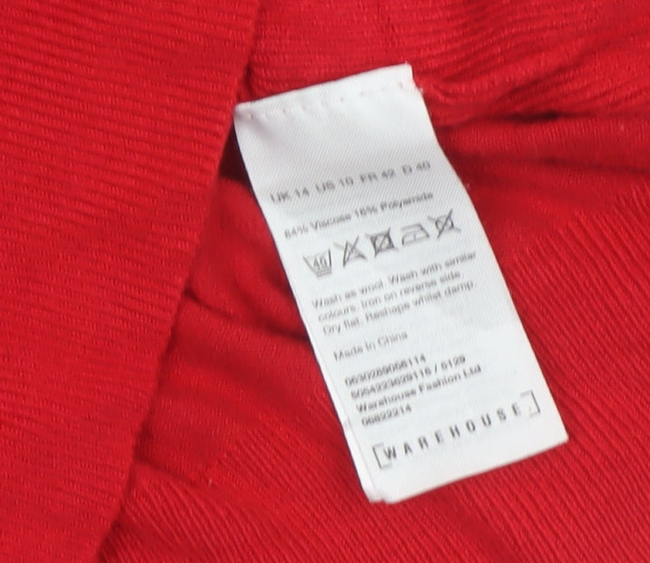 Warehouse Women’s Red Mock Neck Fine Knit Jumper Size 14